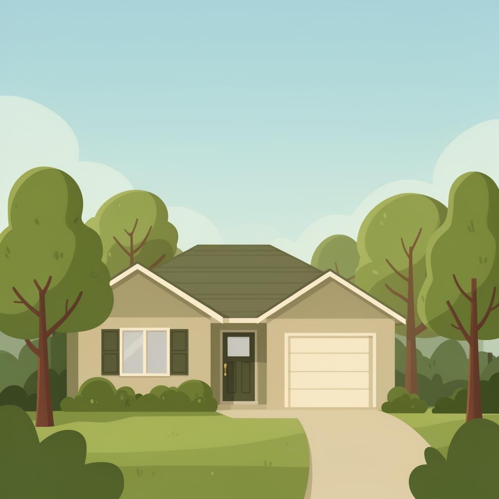 Clean suburban home surrounded by healthy trees
